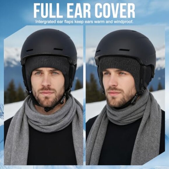 Fleece Lined Knit Beanie Earflap Hat Unisex Warm Winter Skull Cap main image 8